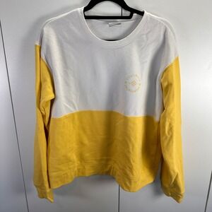 Columbia‎ Sportswear Crewneck Sweatshirt Womens Size L Yellow White Pullover